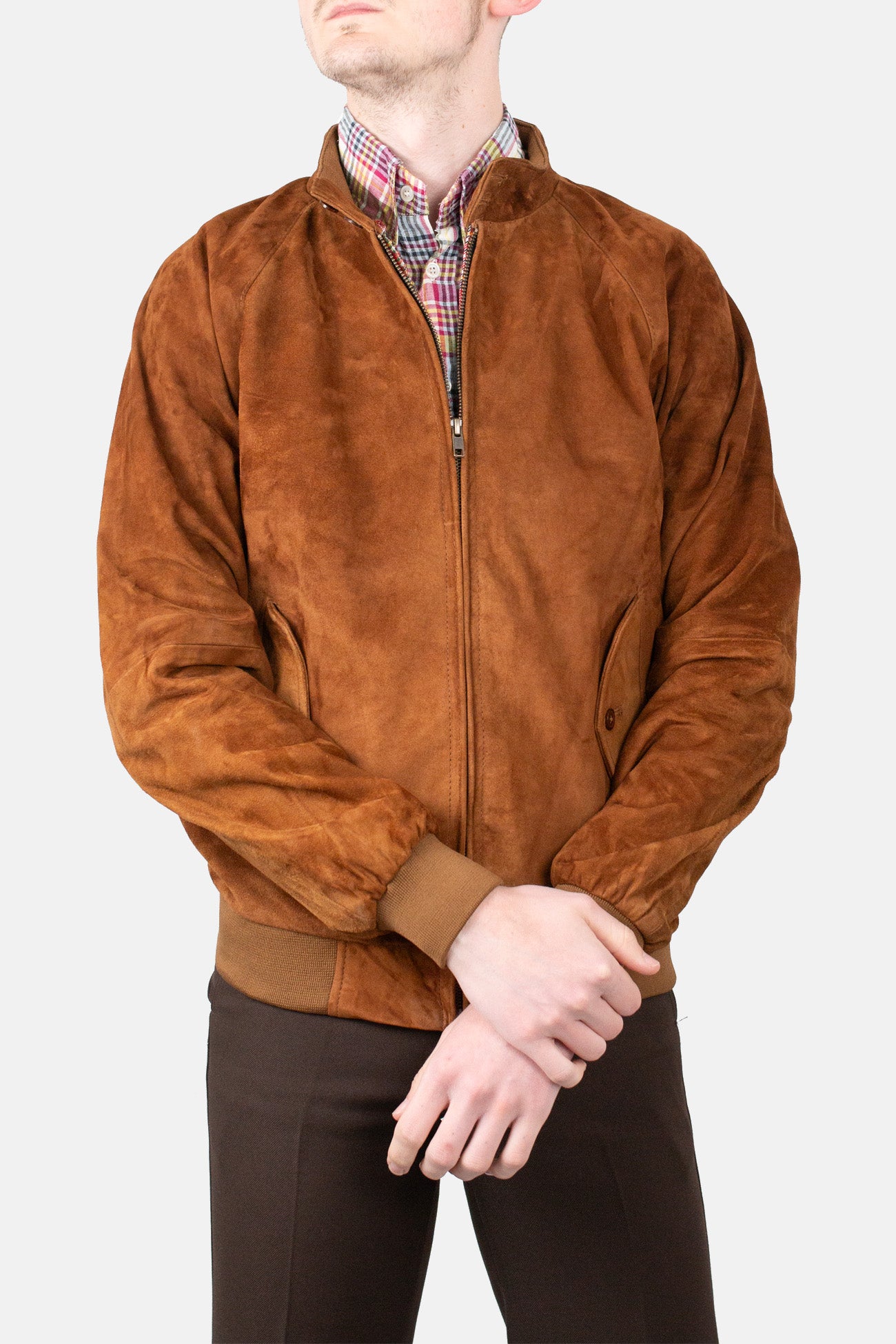 Men’s Premium Suede Tobacco - Harrington Jacket