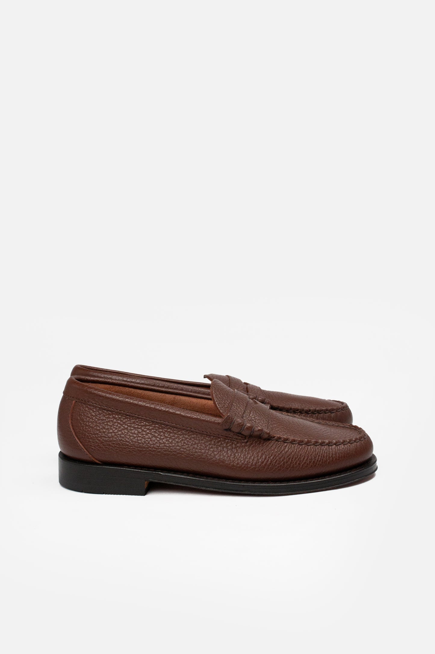 Larson Textured Leather Mid Brown - Penny Loafer