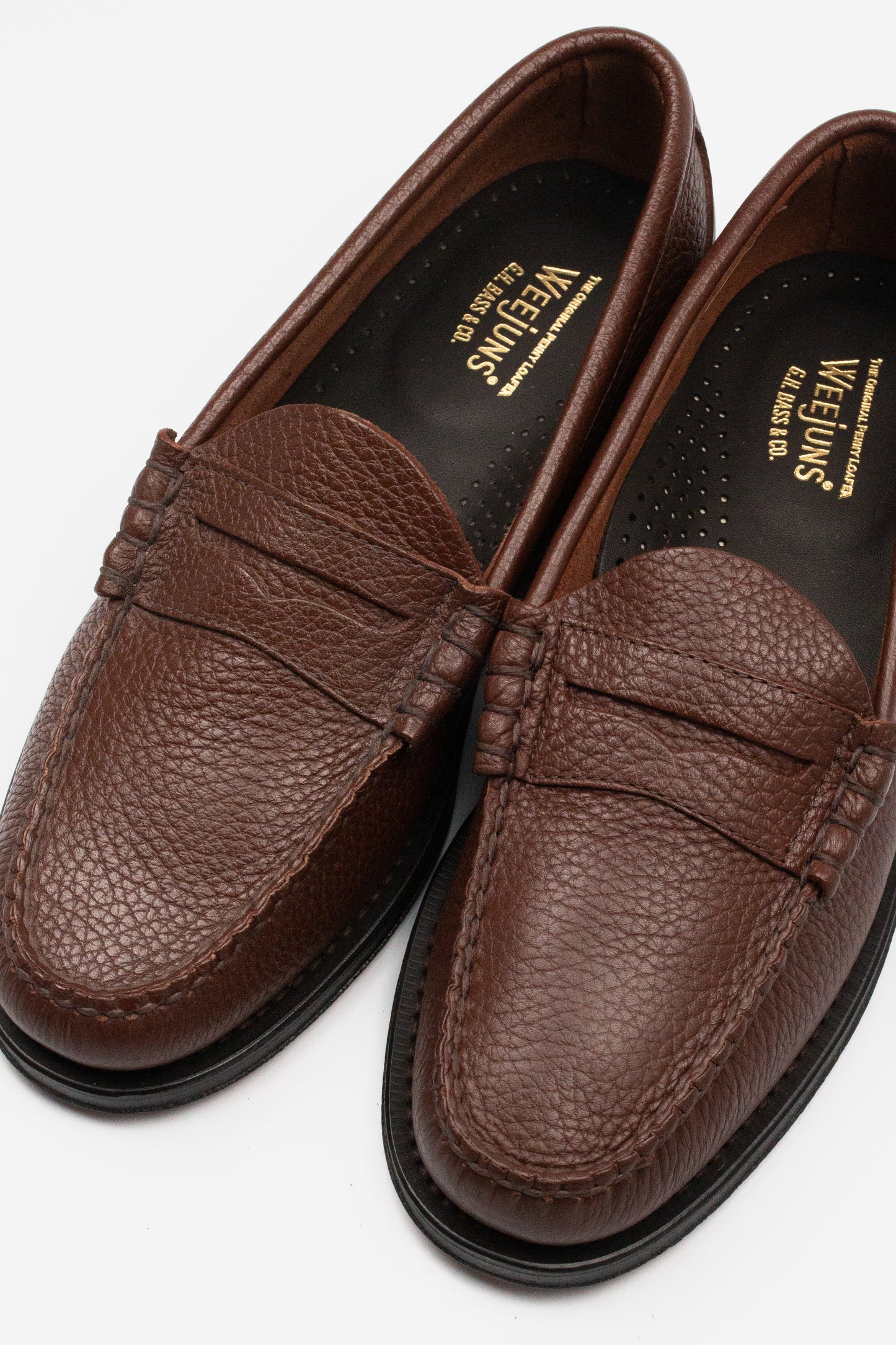 Larson Textured Leather Mid Brown - Penny Loafer