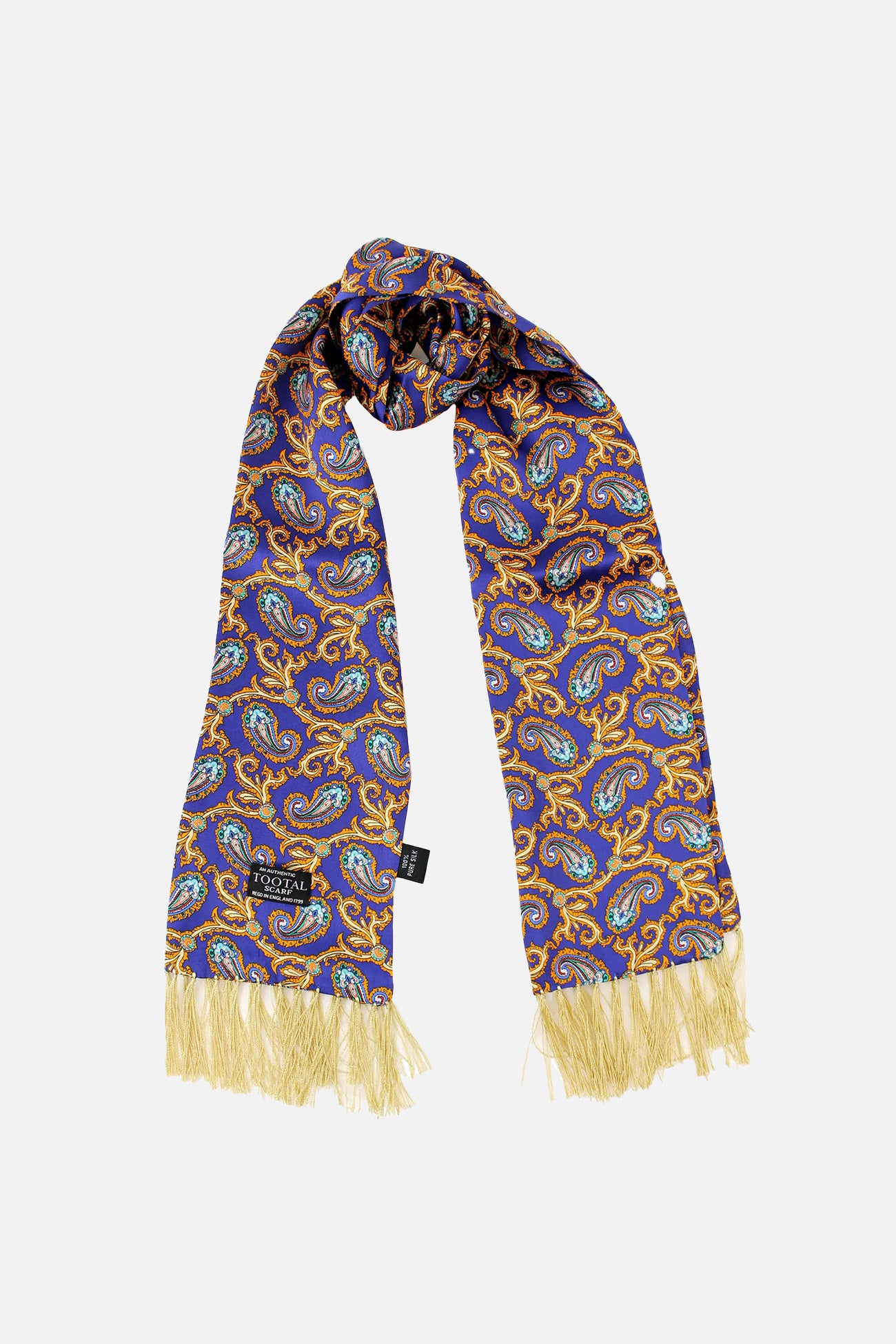 Paisley Navy / Gold - Silk Scarf