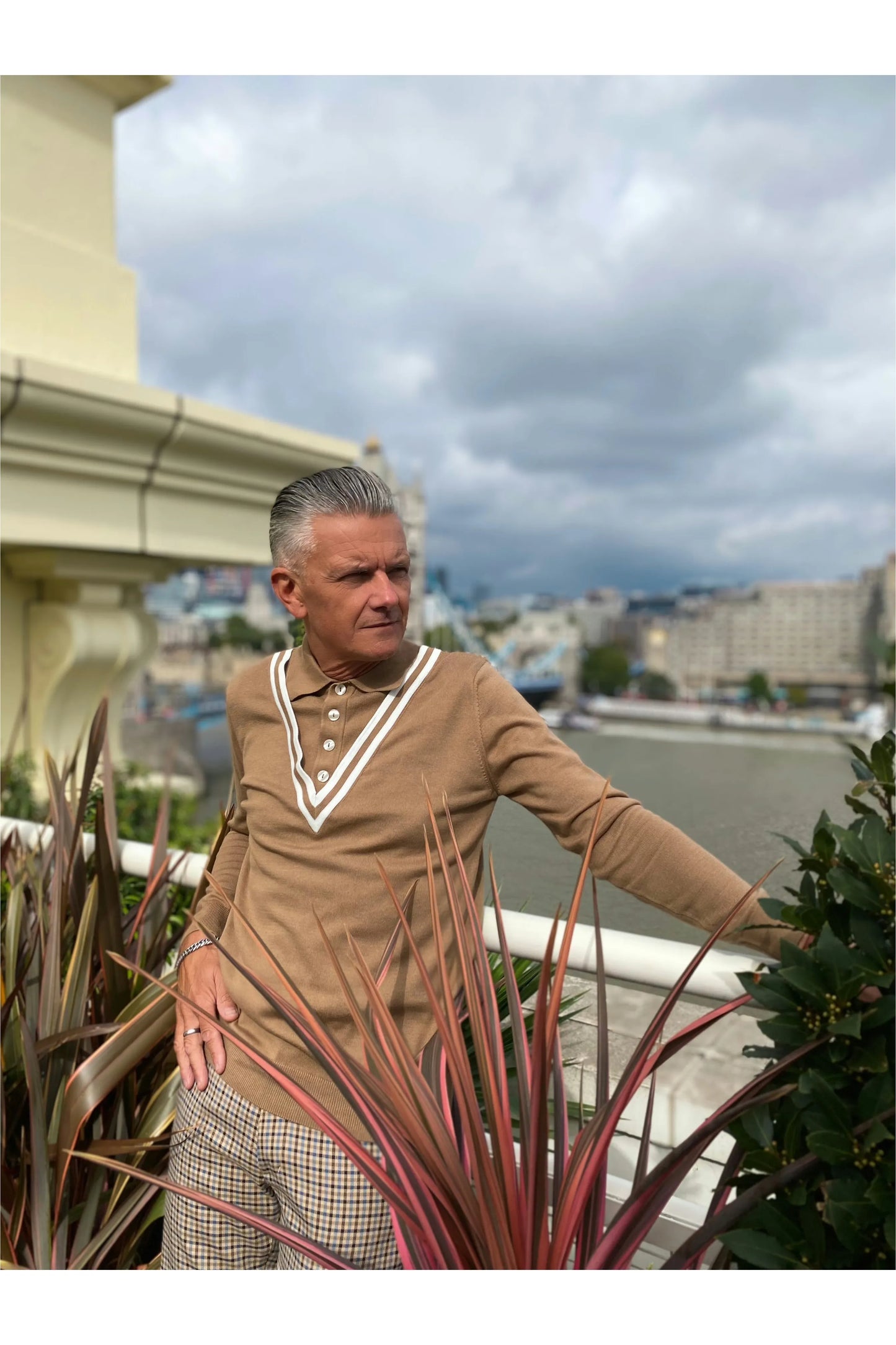 The 'Chet' Camel & Ecru - Polo Knit