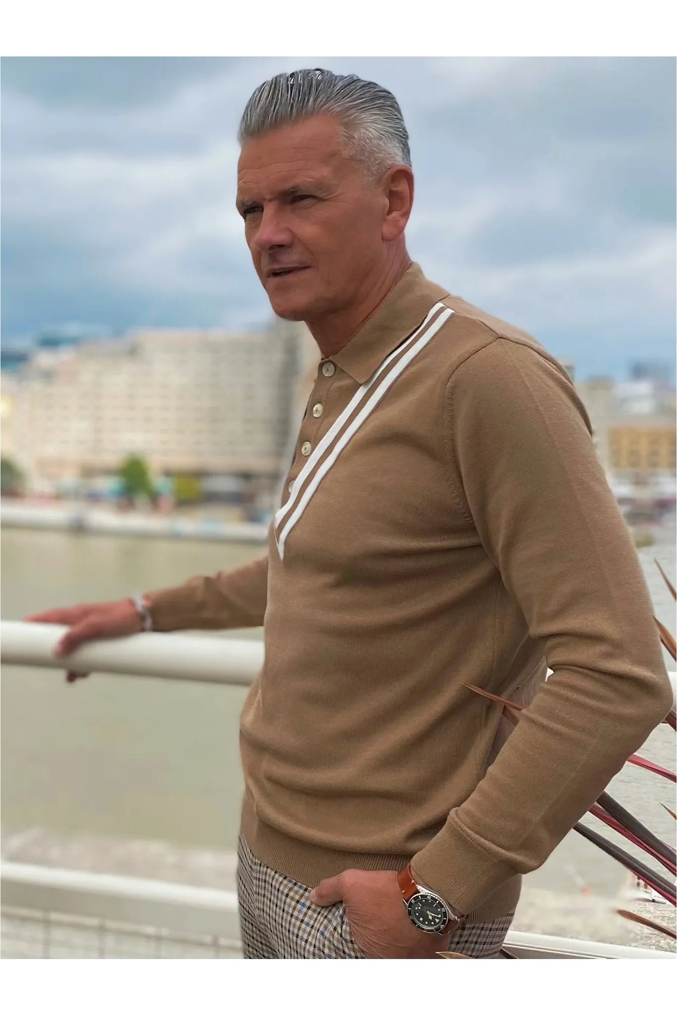 The 'Chet' Camel & Ecru - Polo Knit