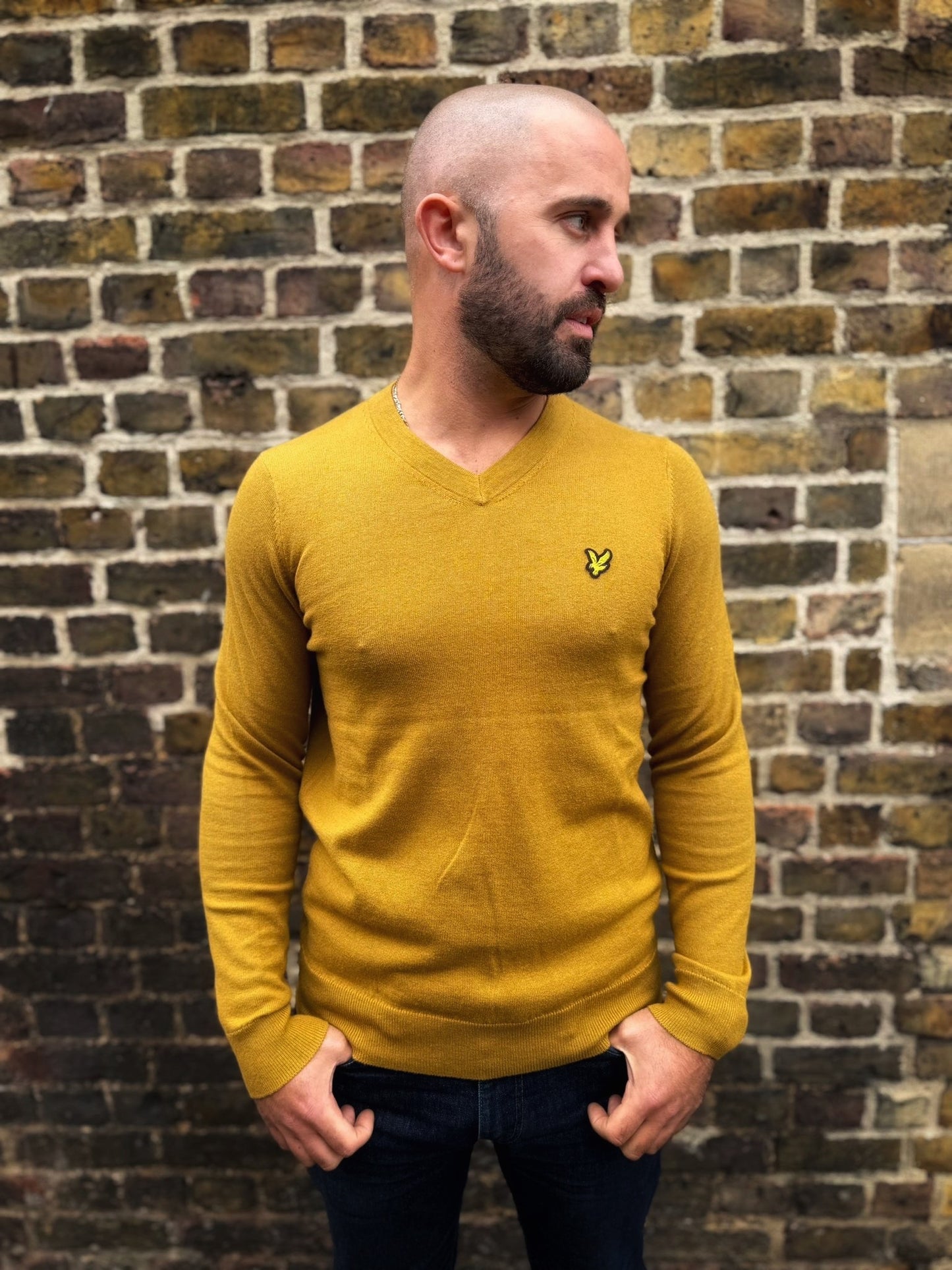 Merino V-Neck Jumper - Bronze