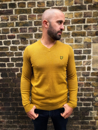 Merino V-Neck Jumper - Bronze