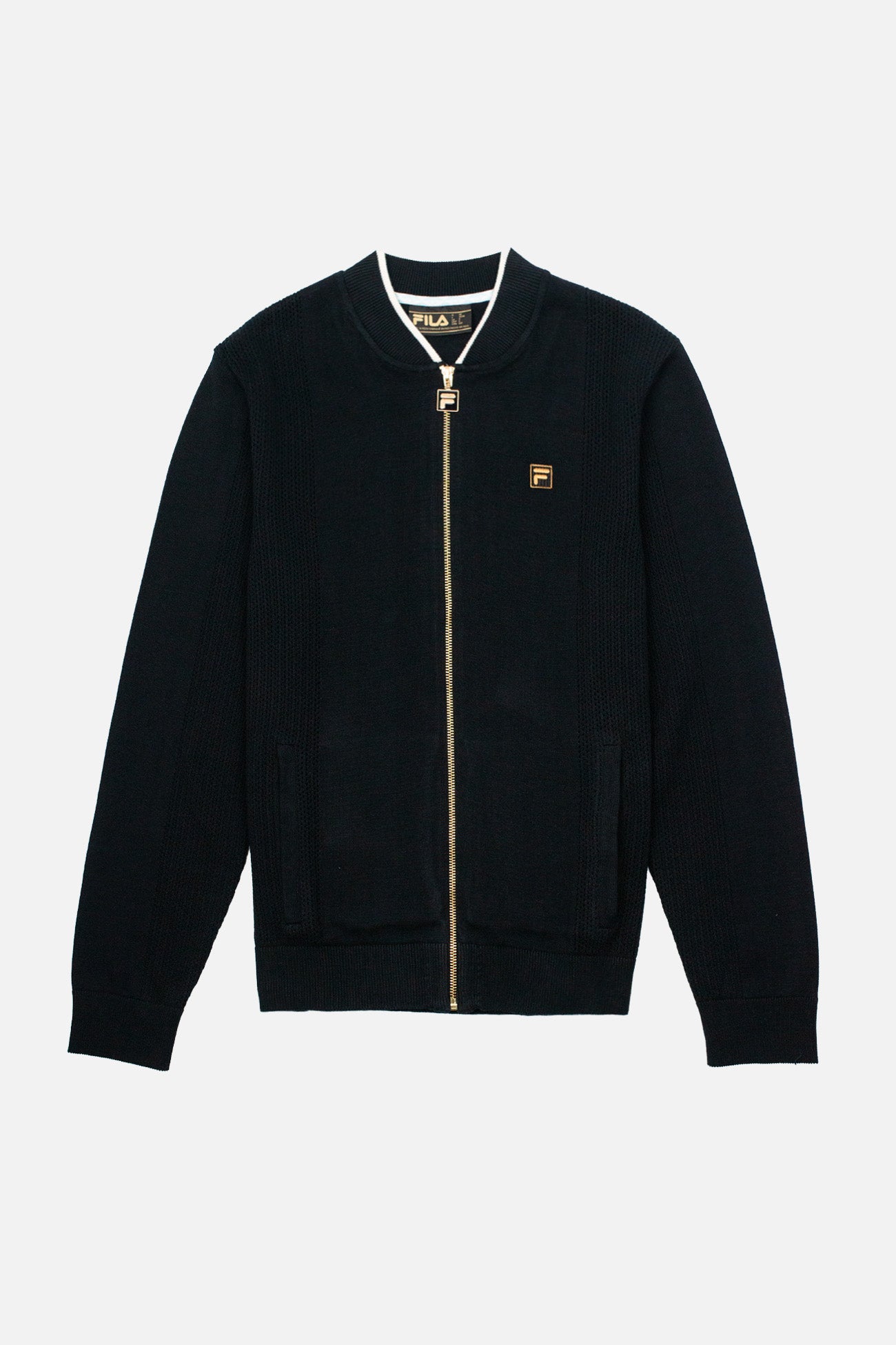 Ferguson Pointelle Panel Stripe Black  - Track Top