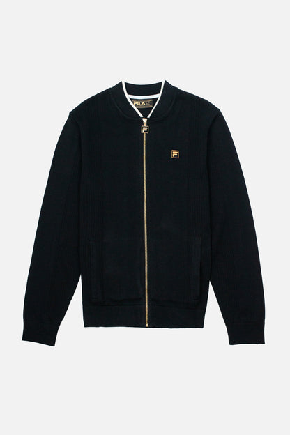 Ferguson Pointelle Panel Stripe Black  - Track Top