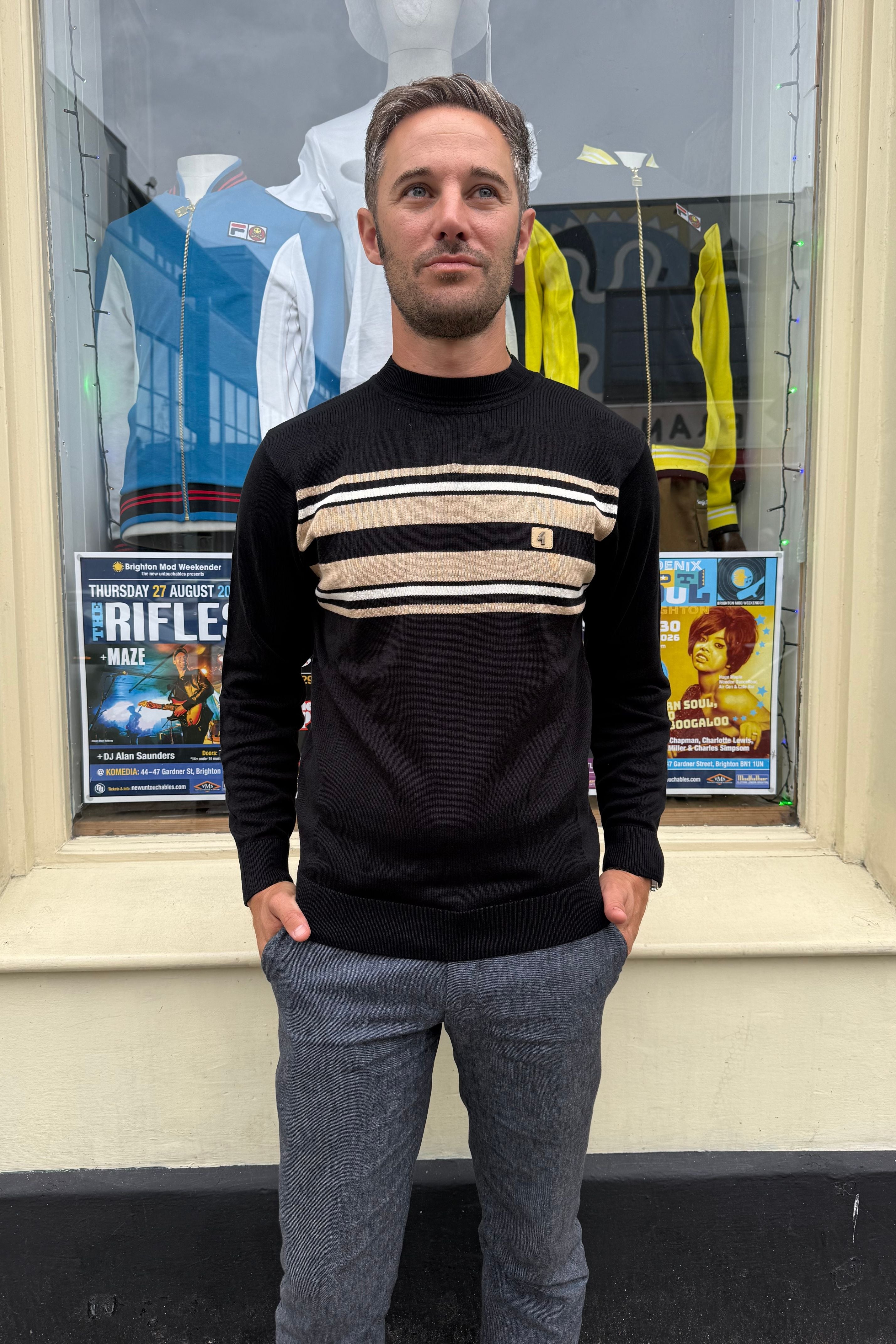 Liam Stripe Black - Knit