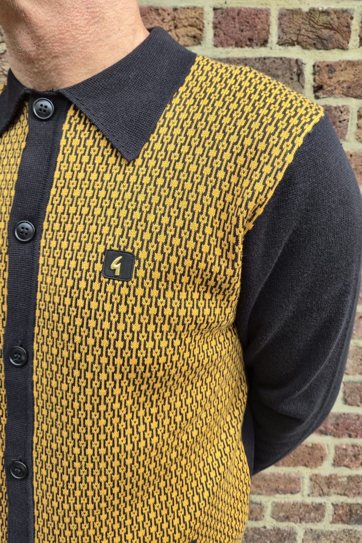 Exclusive Norman Black Honeycomb Geometric Button Through - Cardi