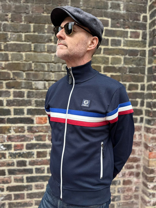 Trojan Navy Retro Stripe - Track Top