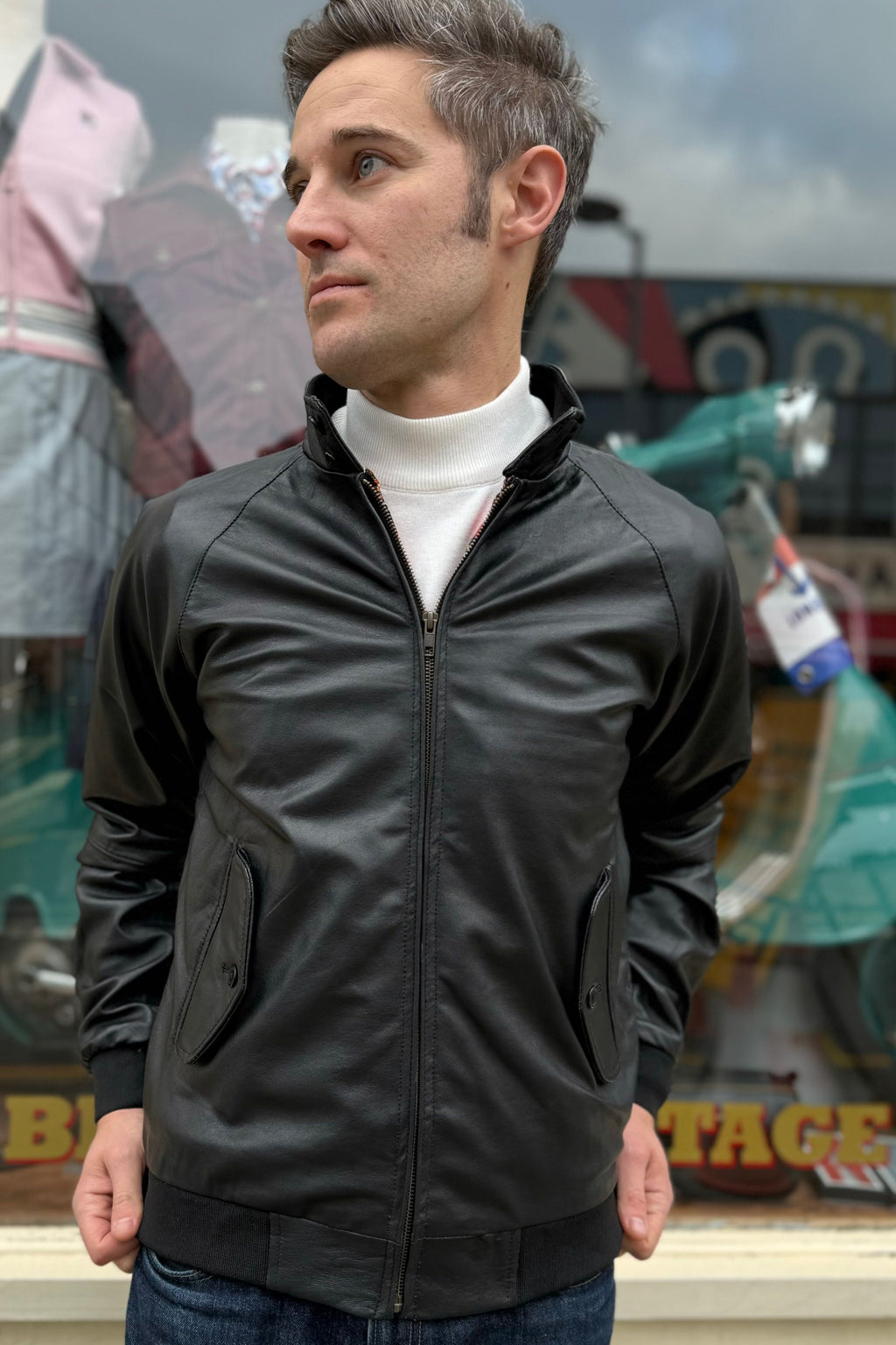 Men’s Leather Classic Black - Harrington Jacket