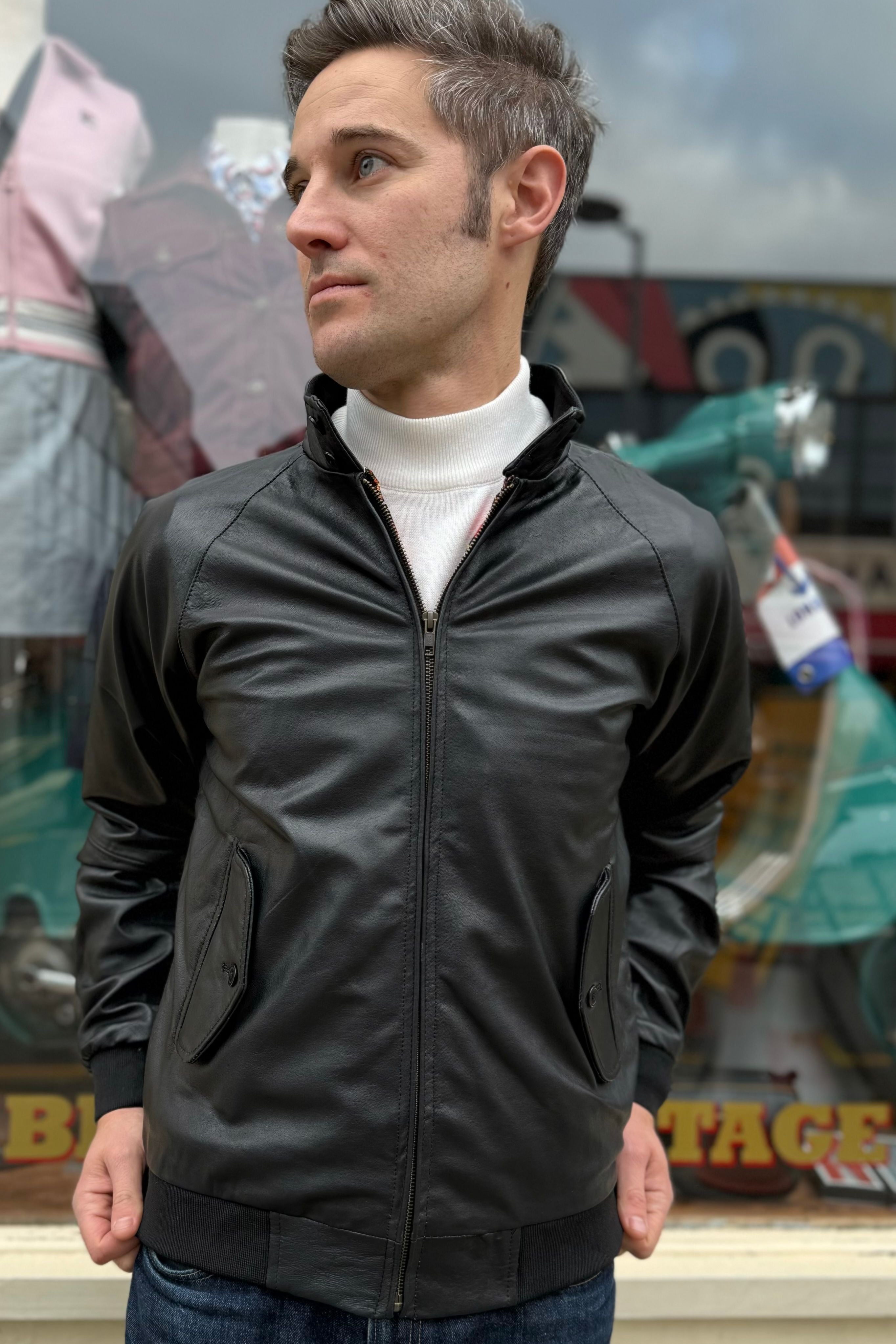 Men’s Leather Classic Black - Harrington Jacket