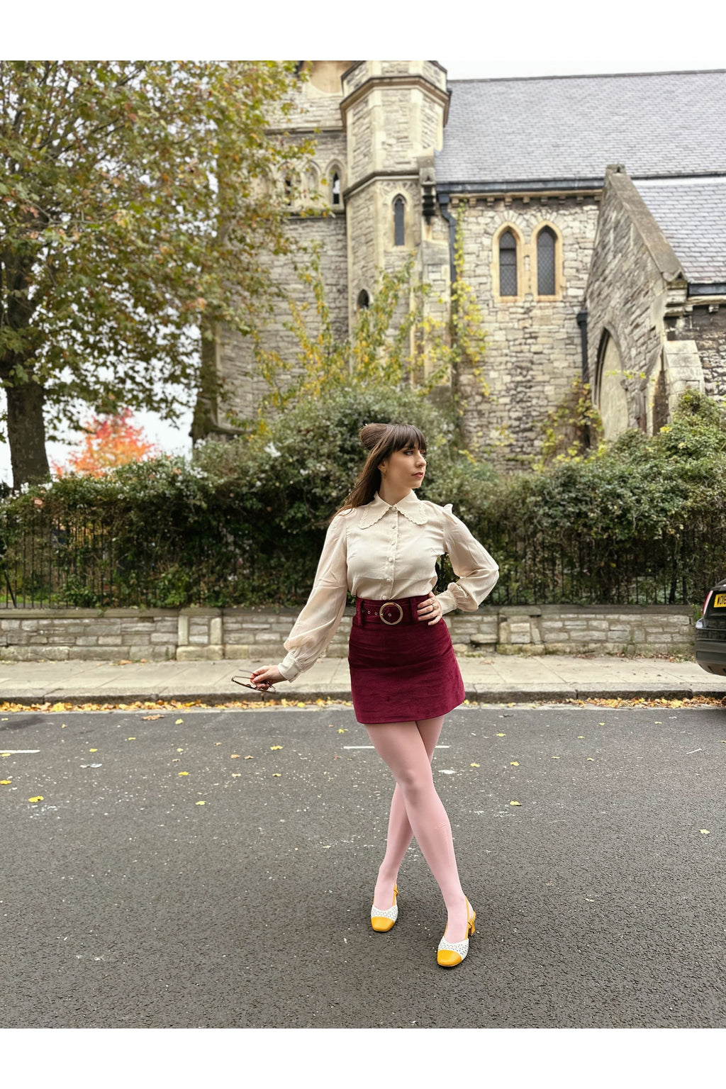 Marianne Cream Flower Tipped Collar - Blouse