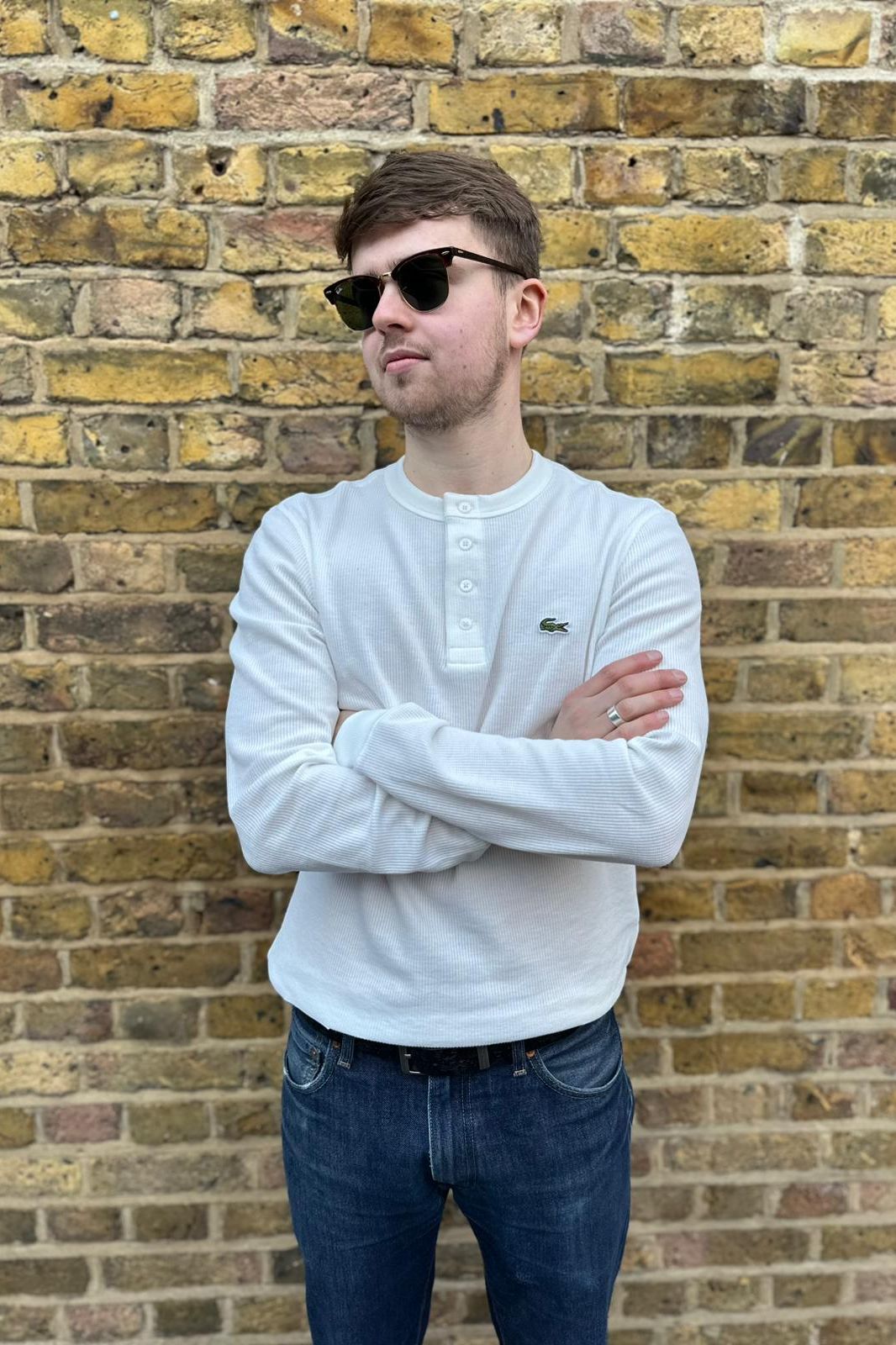 Long Sleeved Waffle White - Knit T-shirt