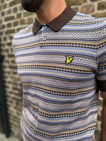 Fairisle Short Sleeve Polo - Ebony