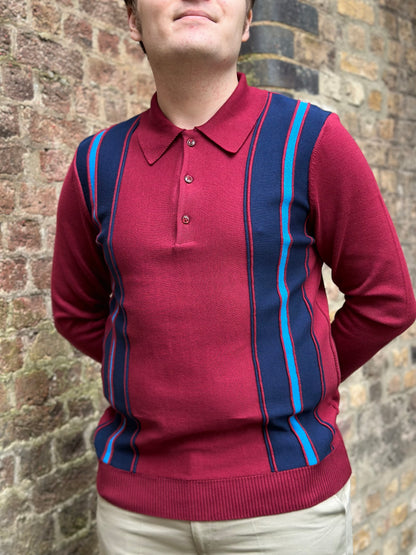 Holmes Wine / Ibiza Blue Stripes 315 - Polo Knit