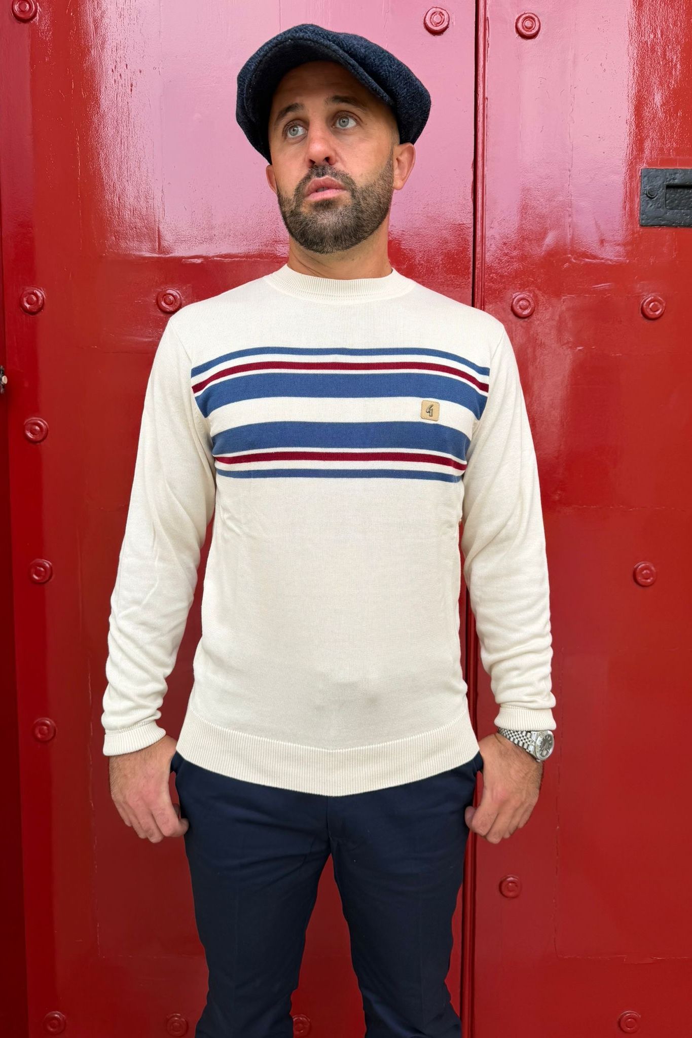 Liam Stripe Cream - Knit