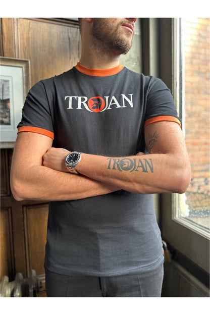 TC/1014 Black & Orange Logo Ringer - T-Shirt