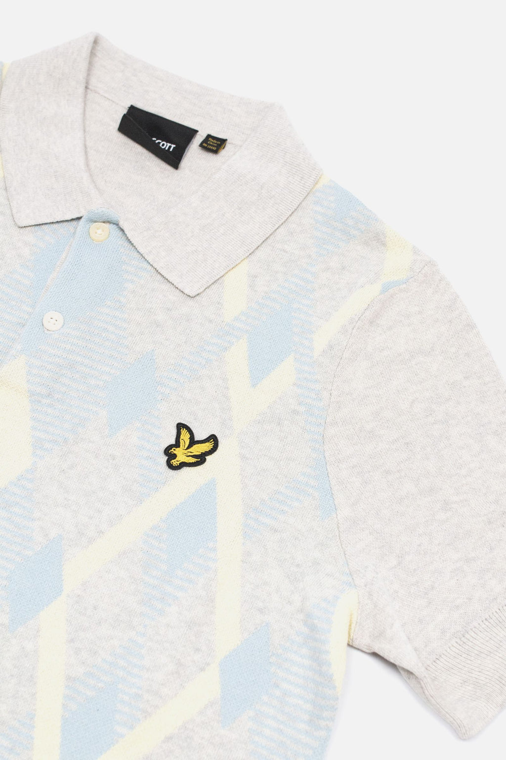 Cotton Argyle Light Grey - Knitted Polo
