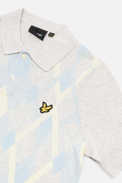 Cotton Argyle Light Grey - Knitted Polo
