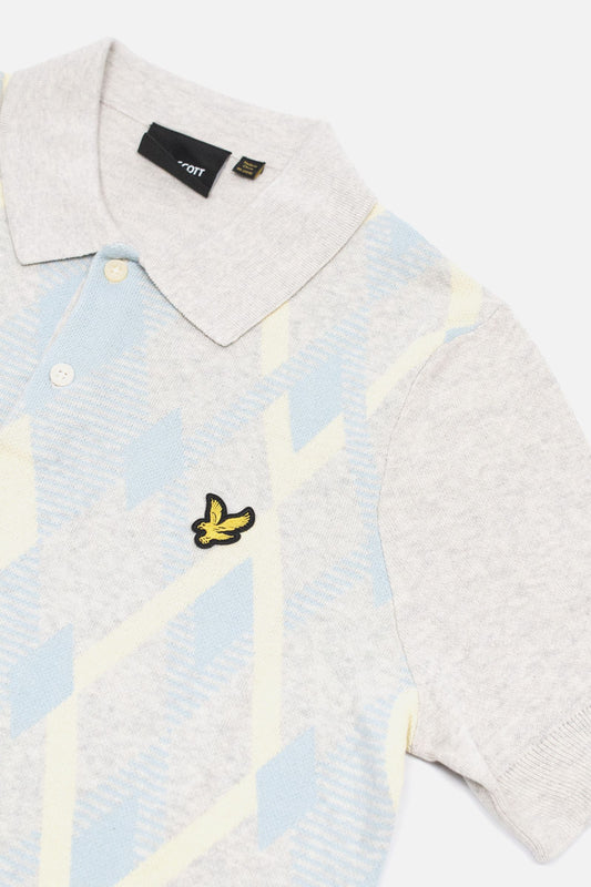 Cotton Argyle Light Grey - Knitted Polo
