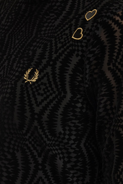 SG1112 Amy Winehouse Flock Print Mesh Black - Dress