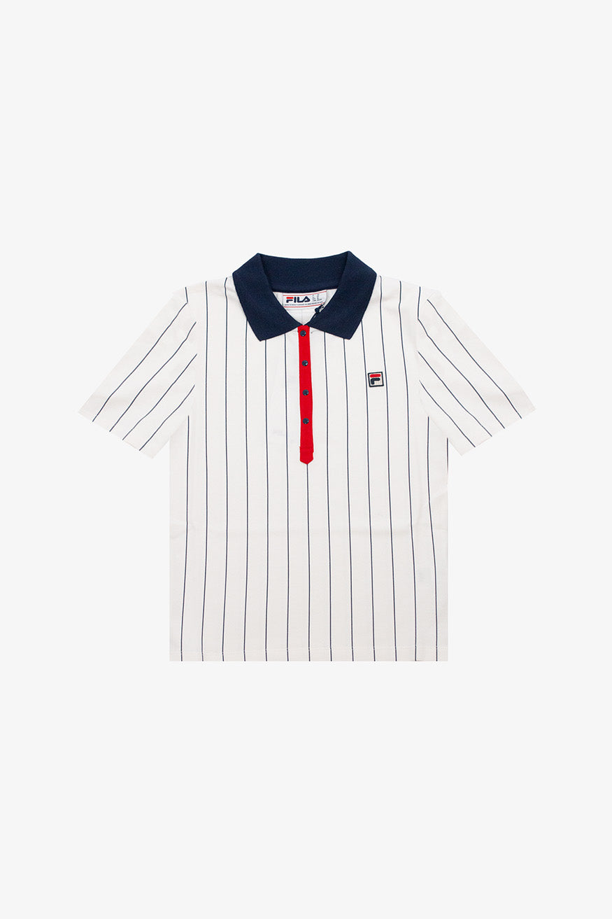 BB1 Women's Classic Vintage Striped 130 Gardenia / Fila Navy / Fila Red - Polo