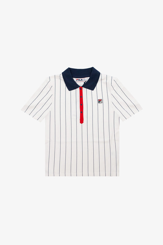 BB1 Women's Classic Vintage Striped 130 Gardenia / Fila Navy / Fila Red - Polo