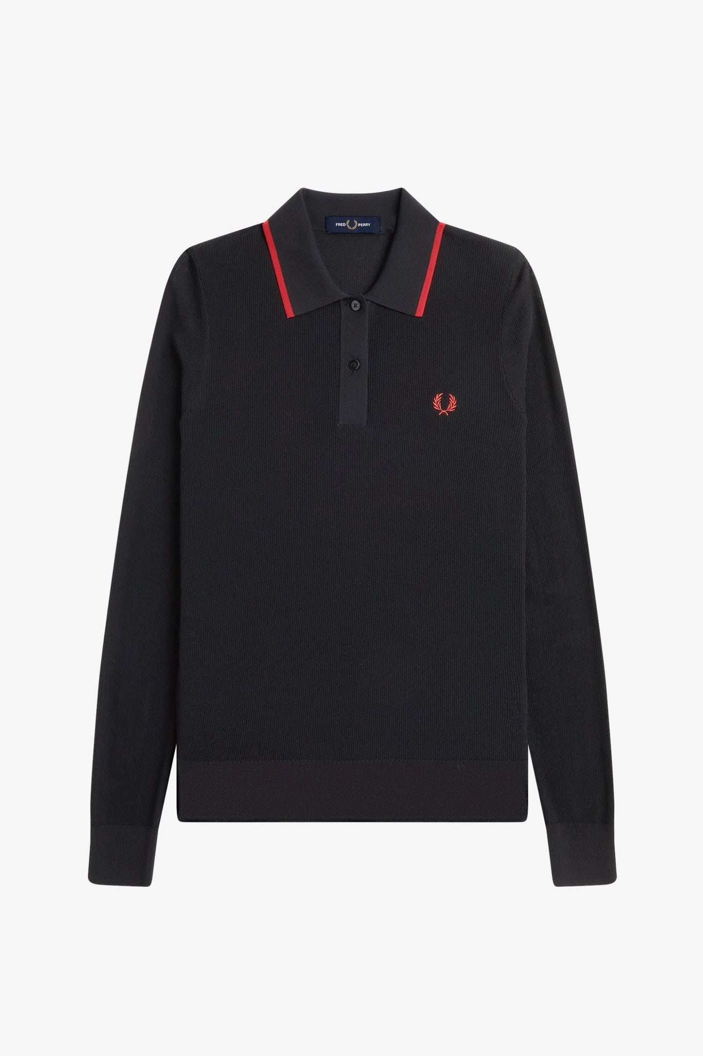 K1135 Black Ribbed Knitted LS - Polo