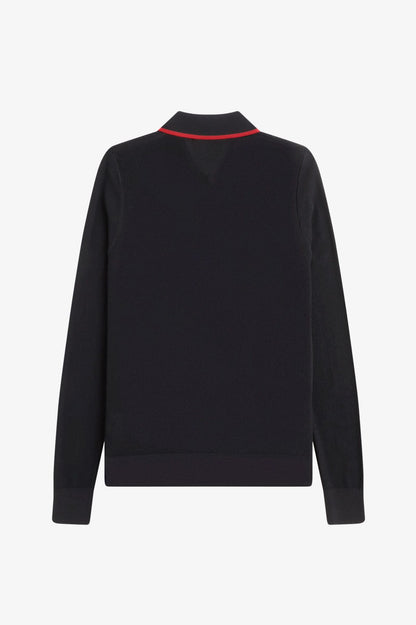 K1135 Black Ribbed Knitted LS - Polo