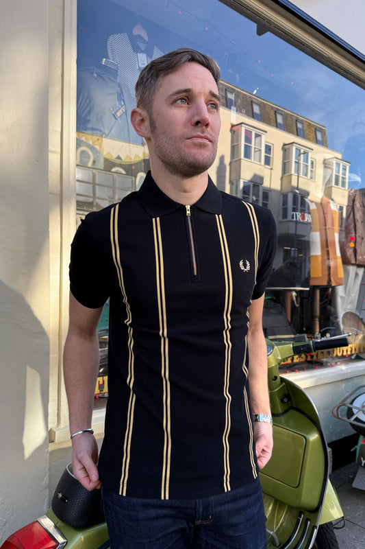 M2419 Vertical Stripe Black / Champagne - Polo