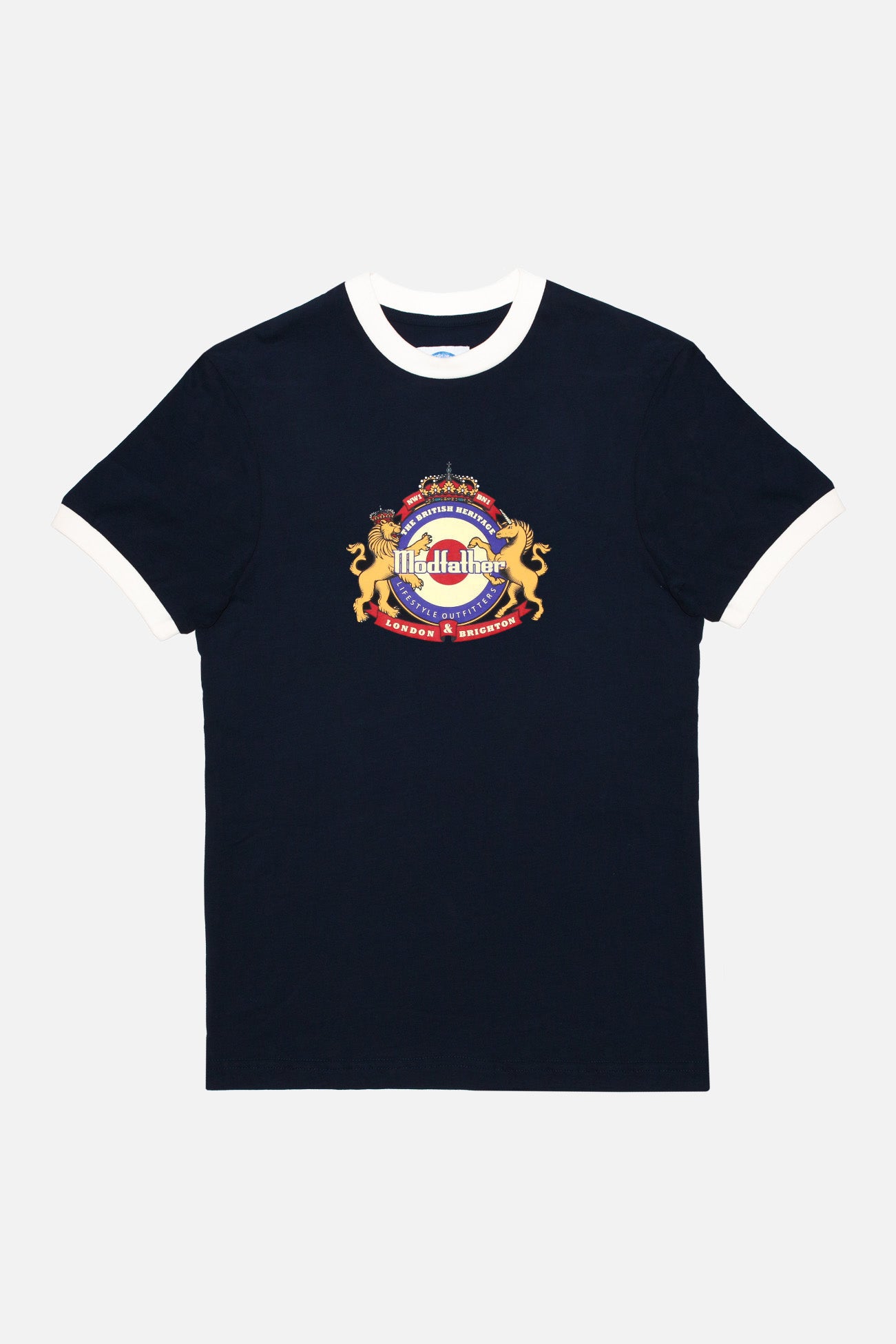 Crest Logo Navy Ringer - T-Shirt