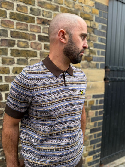 Fairisle Short Sleeve Polo - Ebony