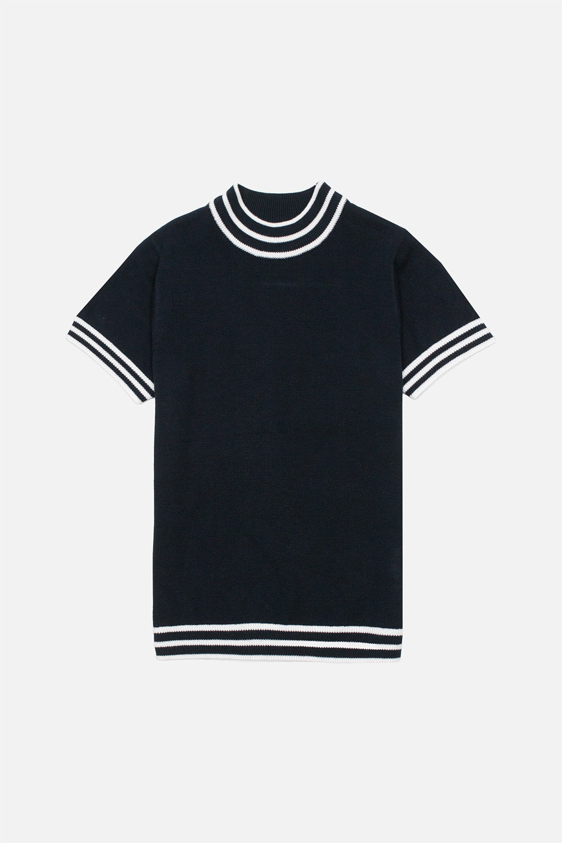 Dorval Navy Knitted - Mock Turtle Neck