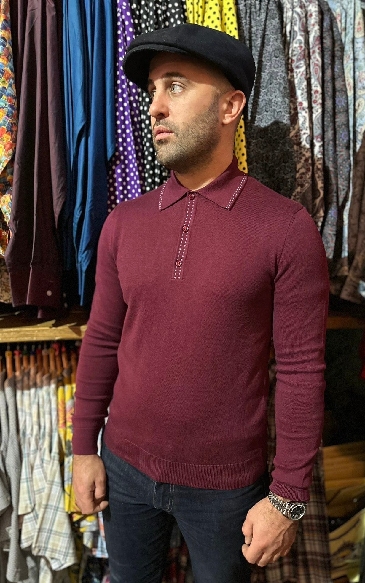 Lewis Windsor Wine - Knitted Polo