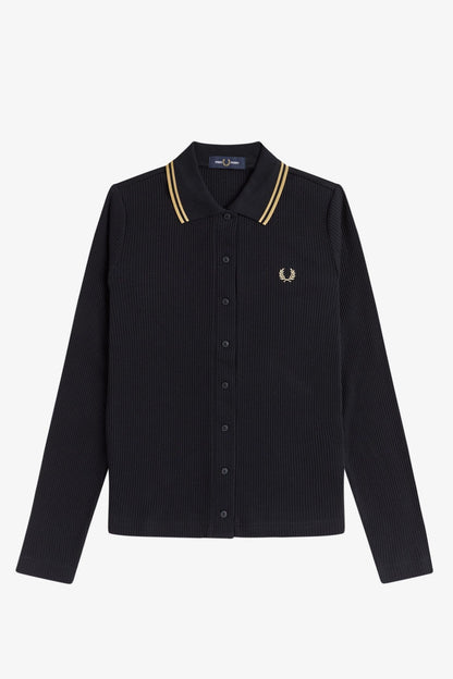 G2169 Button-Through Rib Black - Polo