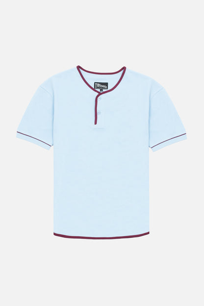 Cotton Pique Sky - Henley