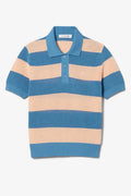 Weave Knit Cotton Peach / Orange Stripe - Polo