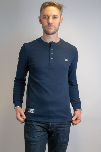 Long Sleeved Waffle Midnight Blue - Knit T-shirt