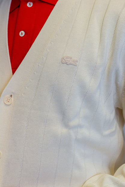 Rib Knit Cotton Blend Beige - Cardigan