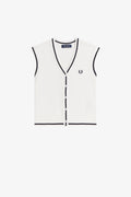 K2132 Button Through Knit Snow White - Tank Top