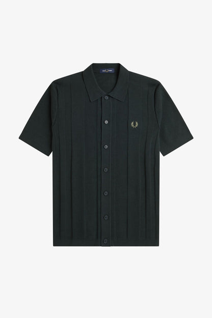 K9727 Night Green Knitted Button Through - Shirt
