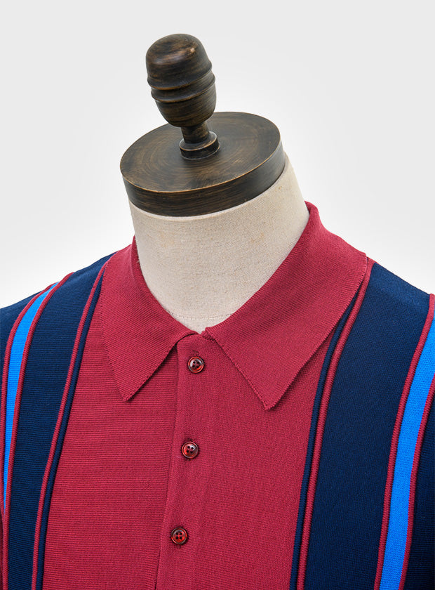 Holmes Wine / Ibiza Blue Stripes 315 - Polo Knit