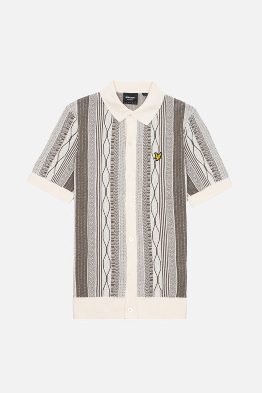 Brocade Jacquard Ice Cream/Khaki Ash - Knitted Shirt