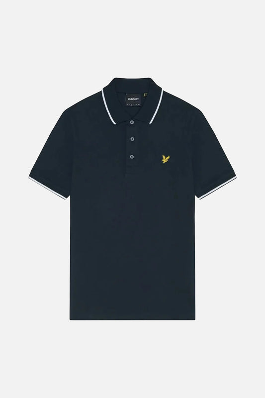 Dark Navy and White - Tipped Polo Shirt