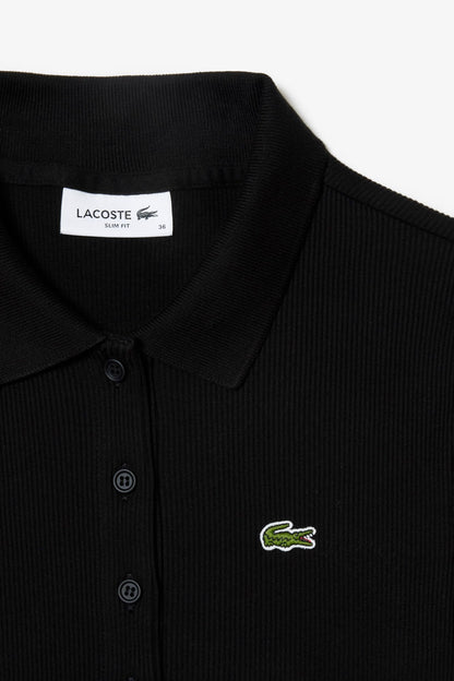 Slim Fit L.12.D Ribbed Cotton Crocodile Noir - Polo