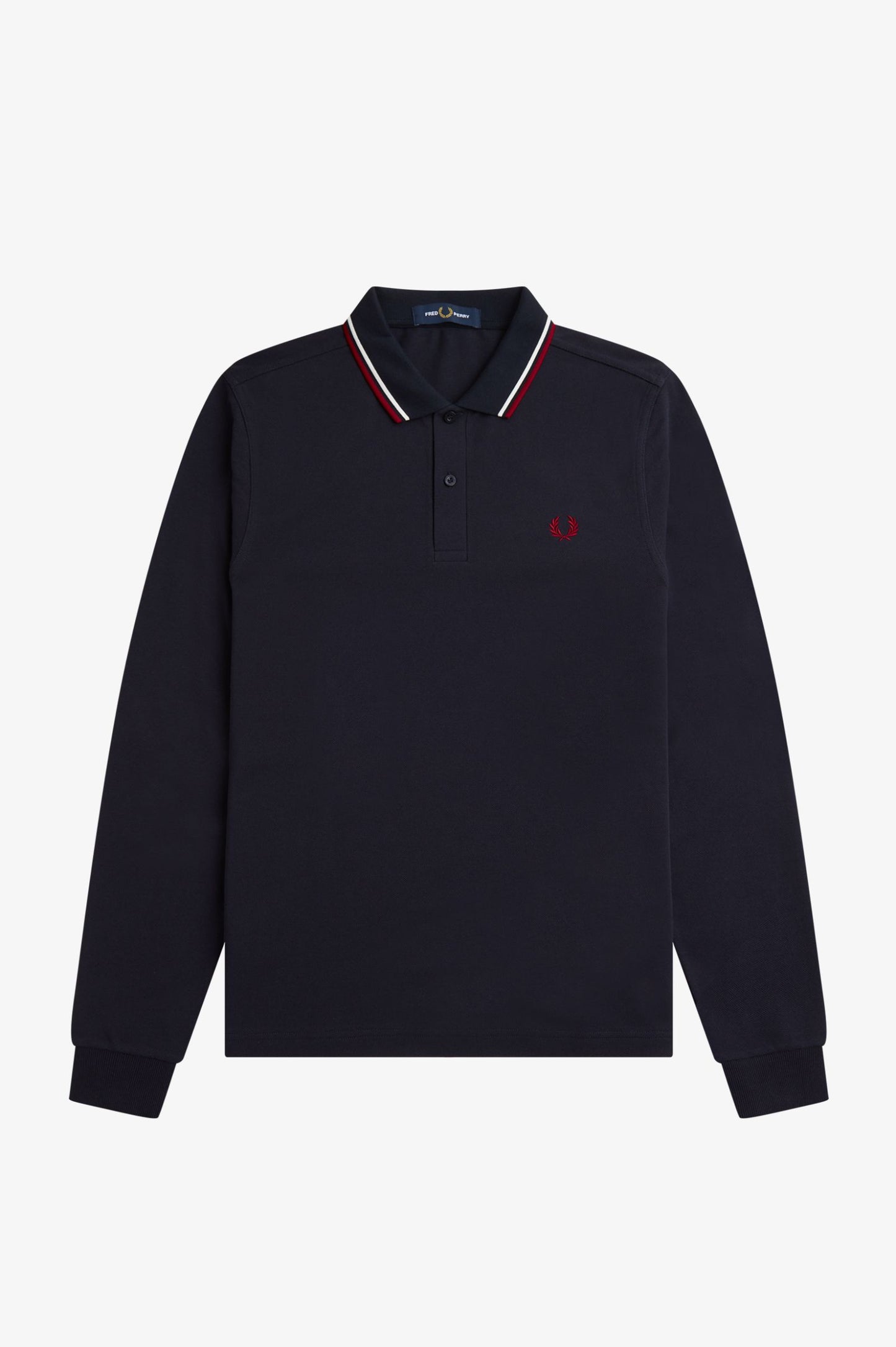 M3636 Navy / Snow White / Burnt Red - L/S Polo