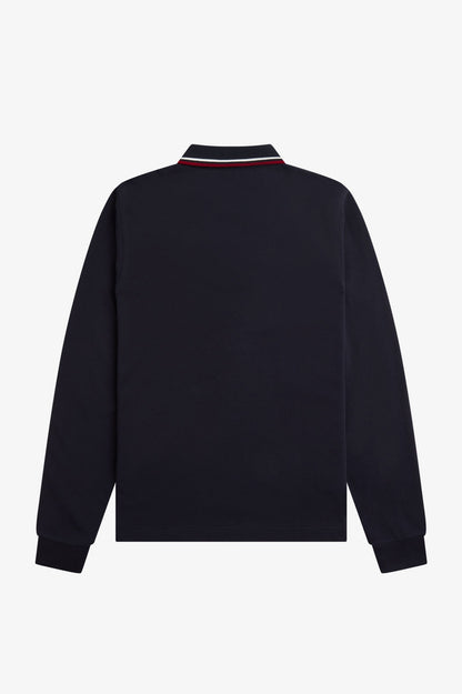 M3636 Navy / Snow White / Burnt Red - L/S Polo