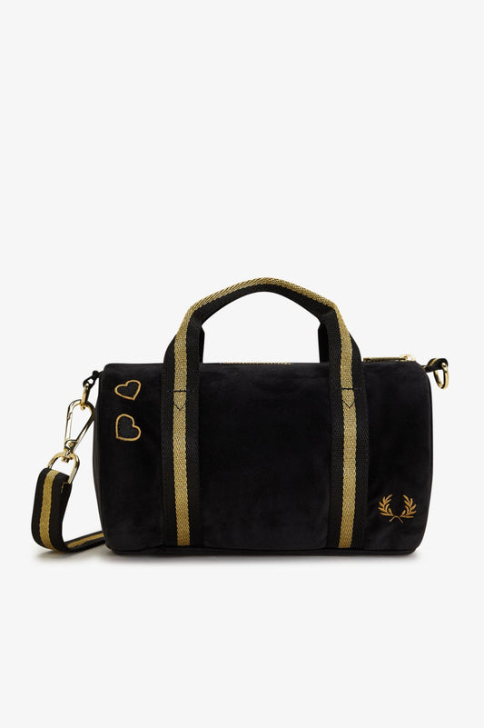 L1185 Amy Winehouse Velour Classic Black - Mini Barrel Bag