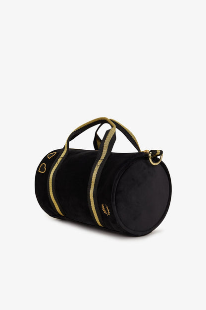 L1185 Amy Winehouse Velour Classic Black - Mini Barrel Bag