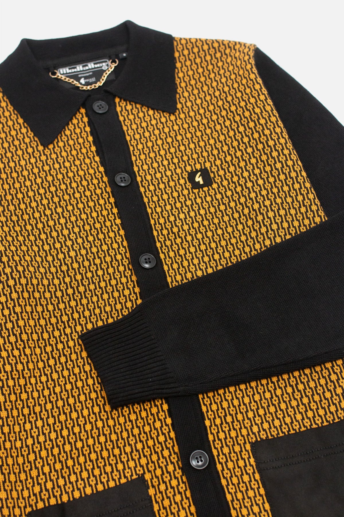 Exclusive Norman Black Honeycomb Geometric Button Through - Cardi